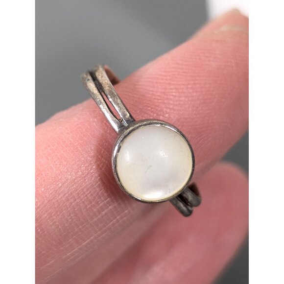 Sterling Silver 925 MOP Round Solitaire Ring Size 6.5 Boho Western - Picture 6 of 8